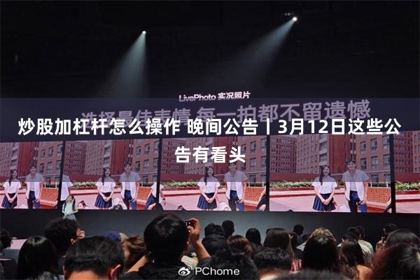 炒股加杠杆怎么操作 晚间公告丨3月12日这些公告有看头