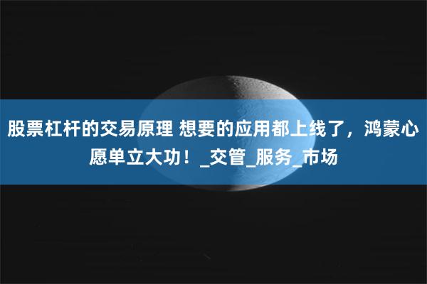 股票杠杆的交易原理 想要的应用都上线了，鸿蒙心愿单立大功！_交管_服务_市场